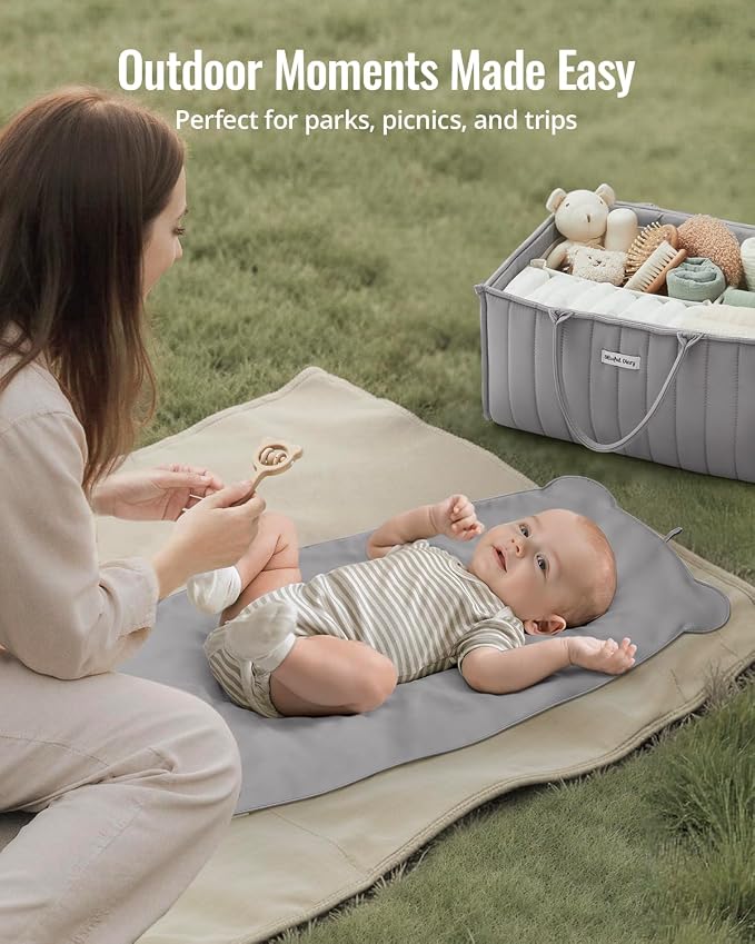 Blissful Diary Vegan Leather Portable Changing Pad, Wipeable & Waterproof Baby - Image 4