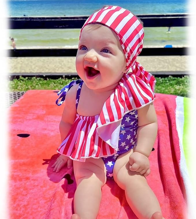 Toddler Baby Girls Ruffles Bikini One Piece Swimsuits Floral Off Shoulder - Image 3