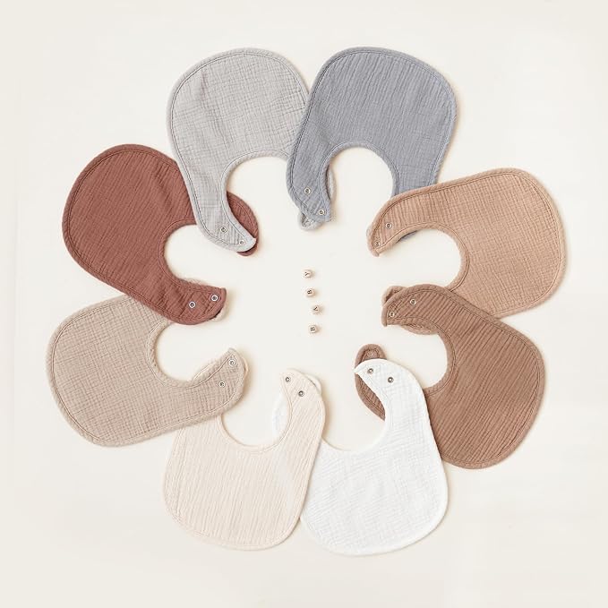 Konssy Muslin Baby Bibs 8 Pack Baby Bandana Drool Bibs Cotton - Image 7
