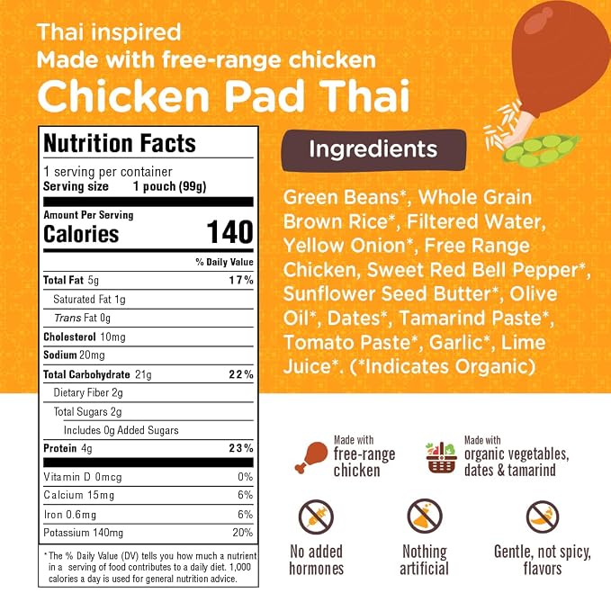 Li’l Hala Chicken Pad Thai Baby Food Pouches – Free-Range Chicken & Organic - Image 3
