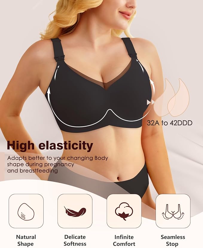 As Fairy Nursing Bras for Breastfeeding Mesh Lace Seamless Maternity Bra - Image 3