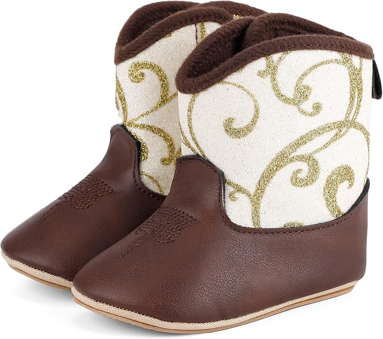 MK MATT KEELY Leather Western Boots Cowboy Bootie Soft Sole Non-Slip Crib Shoes - Image 2