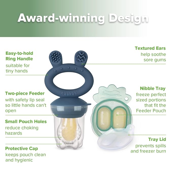 Haakaa Baby Fruit Food Feeder & Mini Freezer Nibble Tray Combo, Breastmilk - Image 4