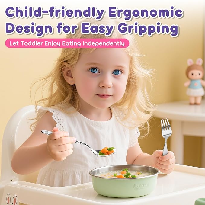 Lehoo Castle Toddler Utensils, Kids Silverware Set Stainless Steel, Metal - Image 2