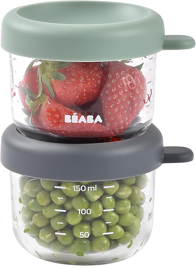 Beaba 2 Pack Glass Baby Food Jars, Sterilizer, and Dishwasher Safe, 5 oz Baby - Image 5