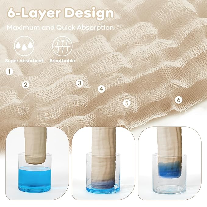 Yoofoss Muslin Baby Washcloths 100% Cotton Face Towels 10 Pack Wash Cloths - Image 4