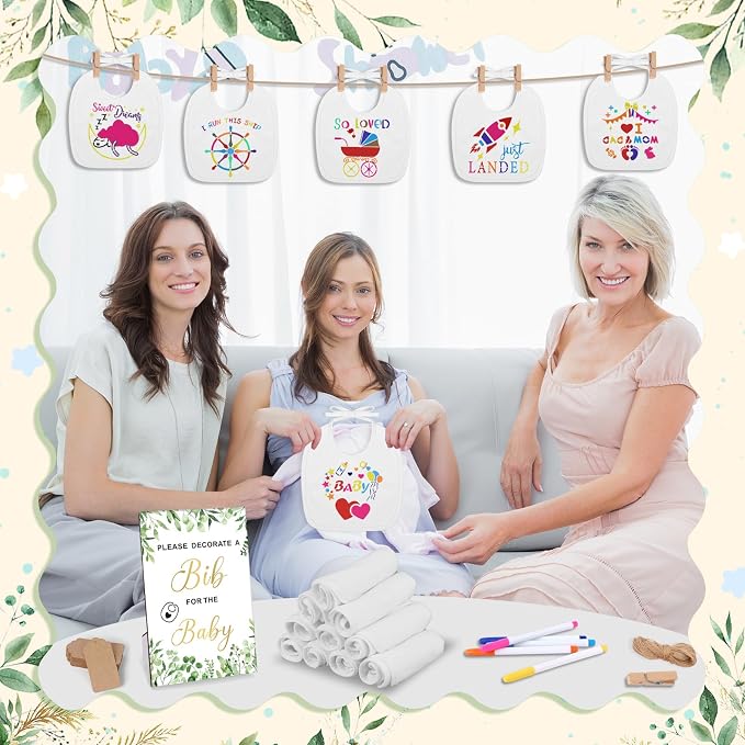 Baby Shower Game Sign Blank Bib DIY Set Newborn Essentials Stuff - Image 5