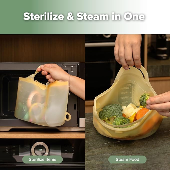 Haakaa Silicone Microwave Steamer & Steriliser Bag, 70oz/2000ml Large Capacity - Image 4
