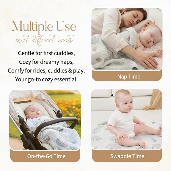 Ultra Soft Muslin Baby Blanket, A Versatile Swaddle and Bed Blanket - Image 4
