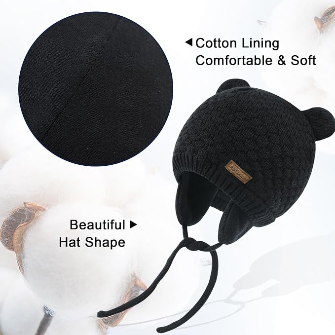 XIAOHAWANG Baby Hat Cute Bear Toddler Earflap Beanie Warm - Image 5