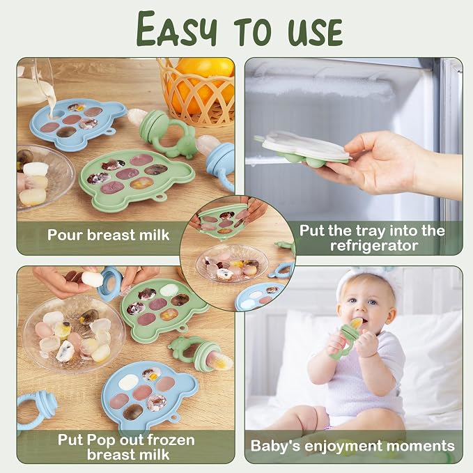WAJIAYON Baby Breastmilk Popsicle Molds & Babies Fruit Feeder, Infant Food - Image 3