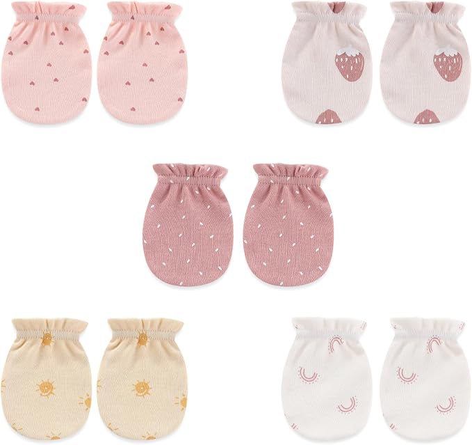 5 Pairs Baby Not Scratch Mittens 0-6 Months New Born Boy Girl Gloves Cute by falianni