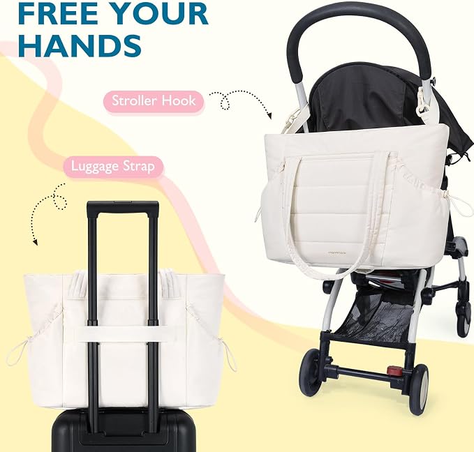 mommore Diaper Bag Tote with Stroller Organizer Puffer Bag Large Capacity Baby - Image 7