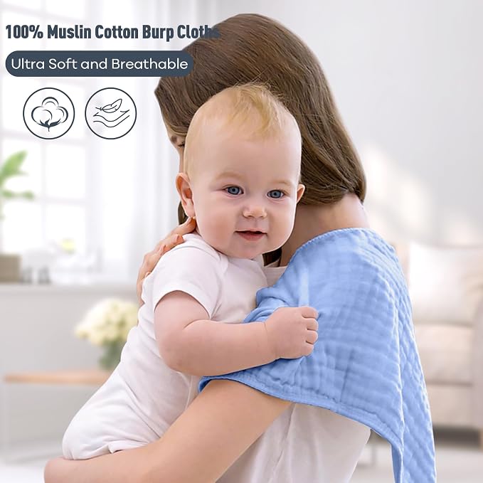 Yoofoss Muslin Burp Cloths for Baby 10 Pack 100% Cotton Baby Washcloths for - Image 2