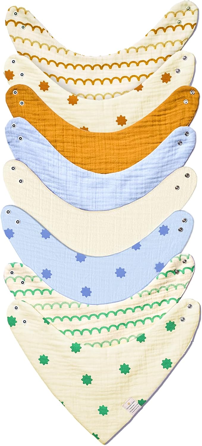 Bandana Bibs - 100% Organic Premium Muslin Cotton, 7-Layers by NINTARABABY