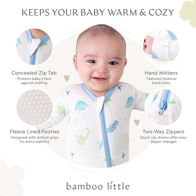 Bamboo Little Soft Baby Footie Pajamas, Baby Clothes, Newborn Sleepers - Image 2