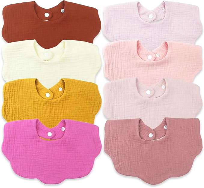 Muslin Baby Bibs for Drooling and Teething Newborn Drool Bibs for Baby Girl Boy by DOSMINE