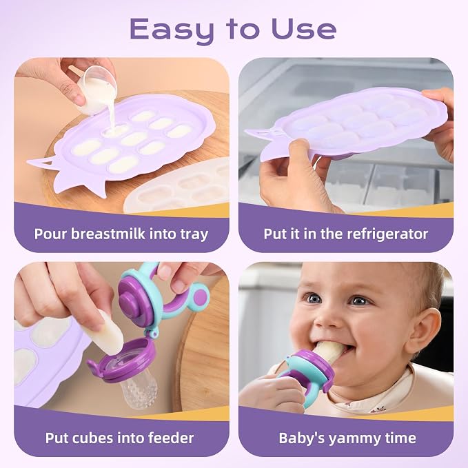 Baby Fruit Feeder Baby Breastmilk Popsicle Molds, Food Freezer Tray Storage - Image 4