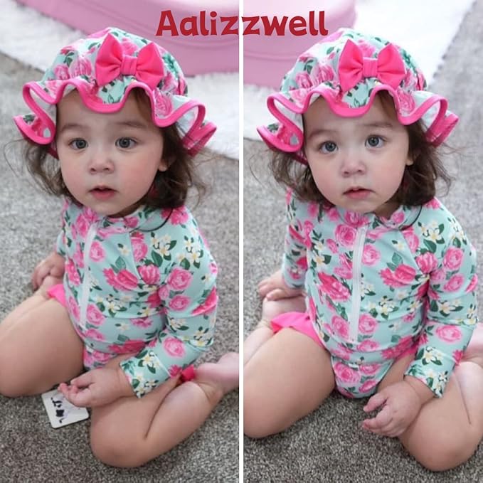 Aalizzwell Baby Girls Long Sleeve One Piece Swimsuit - Image 3