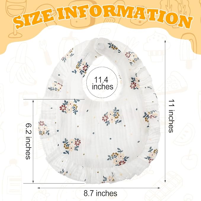 Mepase 10 Pcs Large Muslin Baby Girl Bibs Drool Teething Bibs Lap Shoulder - Image 2