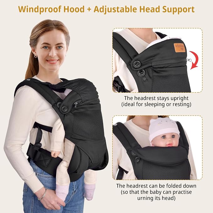 Baby Carrier Newborn to Toddler, Ergonomic Safe Soft Breathable Infant Carrier - Image 7