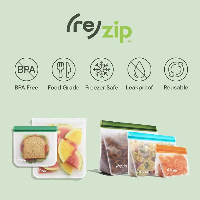 zip Half Gallon Reusable Storage Bags | BPA-Free, Leak proof, 100% Food-Grade - Image 5