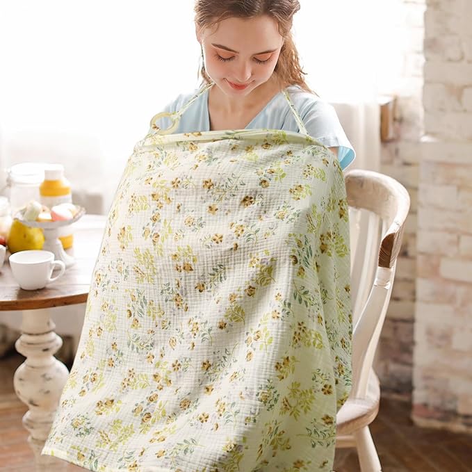 Muslin Nursing Cover for Baby Breastfeeding, Breathable 100% Cotton Privacy - Image 5