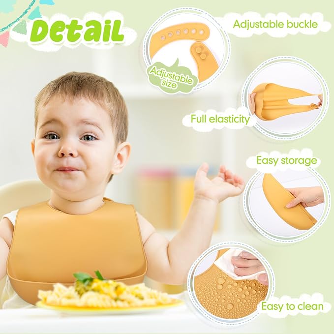 Tioncy 24 Pcs Silicone Bibs for Babies Toddlers Waterproof Adjustable Soft - Image 3