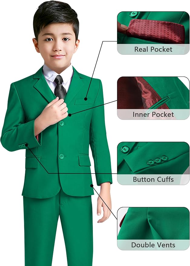YuanLu Boys Suit for Kids Tuxedo Wedding Ring Bearer Outfit, 5 Piece Boy Slim - Image 3