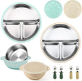 Mity rain Stainless Steel & Silicone Toddler Plates and Bowls Set by Mityrain
