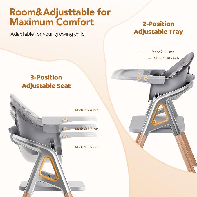 CoziBB Baby High Chair, 6-in-1 Convertible Growing Baby High Chair - Image 6