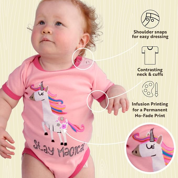 Lazy One Cute Unisex Baby Bodysuit, Cute Animal Designs, 6-18 Months - Image 5