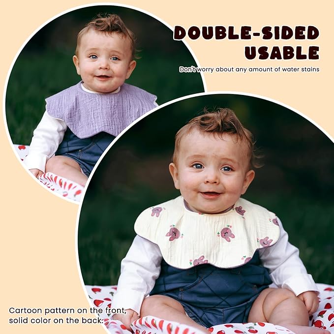 Baby Bibs Muslin Bibs for Baby Girl Boy for Drooling and Teething 10 Pack - Image 5