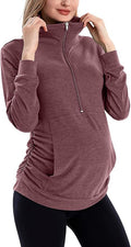 GINKANA Maternity Women's Long Sleeve Shirt Half Zipper Lapel Lightweight by GINKANA