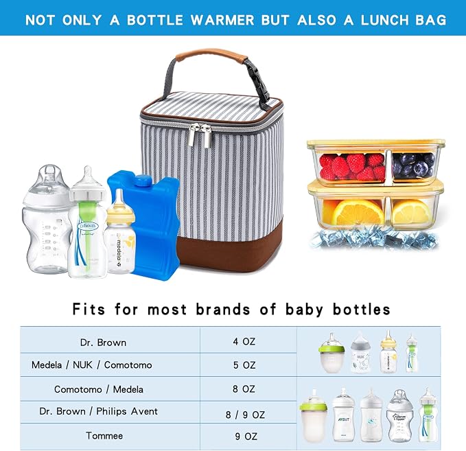 Breast Milk Cooler Bag with Ice Pack Fits 4 Baby Bottles Up to 9 Ounce - Image 3