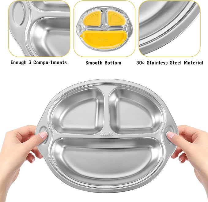Stainless Steel Baby Suction Plates: Divided Plates - Image 5