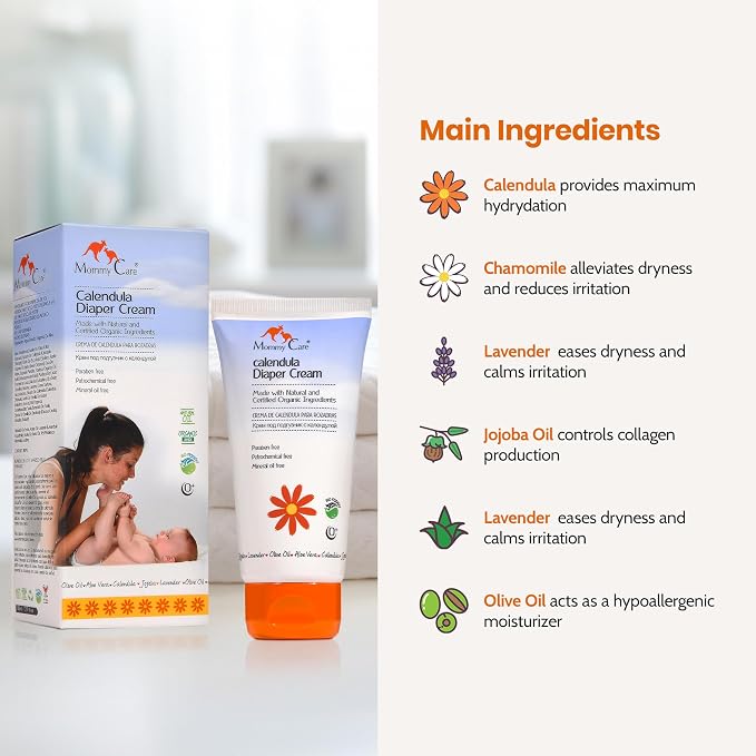 Mommy Care Organic Baby Diaper Rash Cream – Natural Calendula Diaper Cream - Image 3