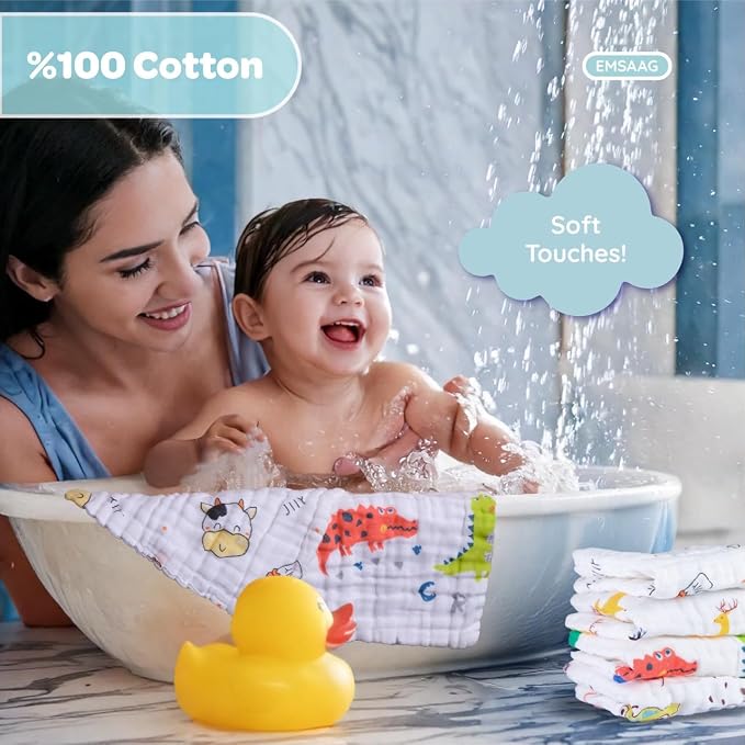 Muslin Baby Washcloths Pack of 7-Soft Sweat Cloths - Image 4