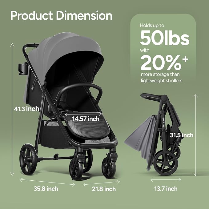 Mompush Nova Baby Stroller for Toddler, Infant & Newborn | Spacious Seat & - Image 3