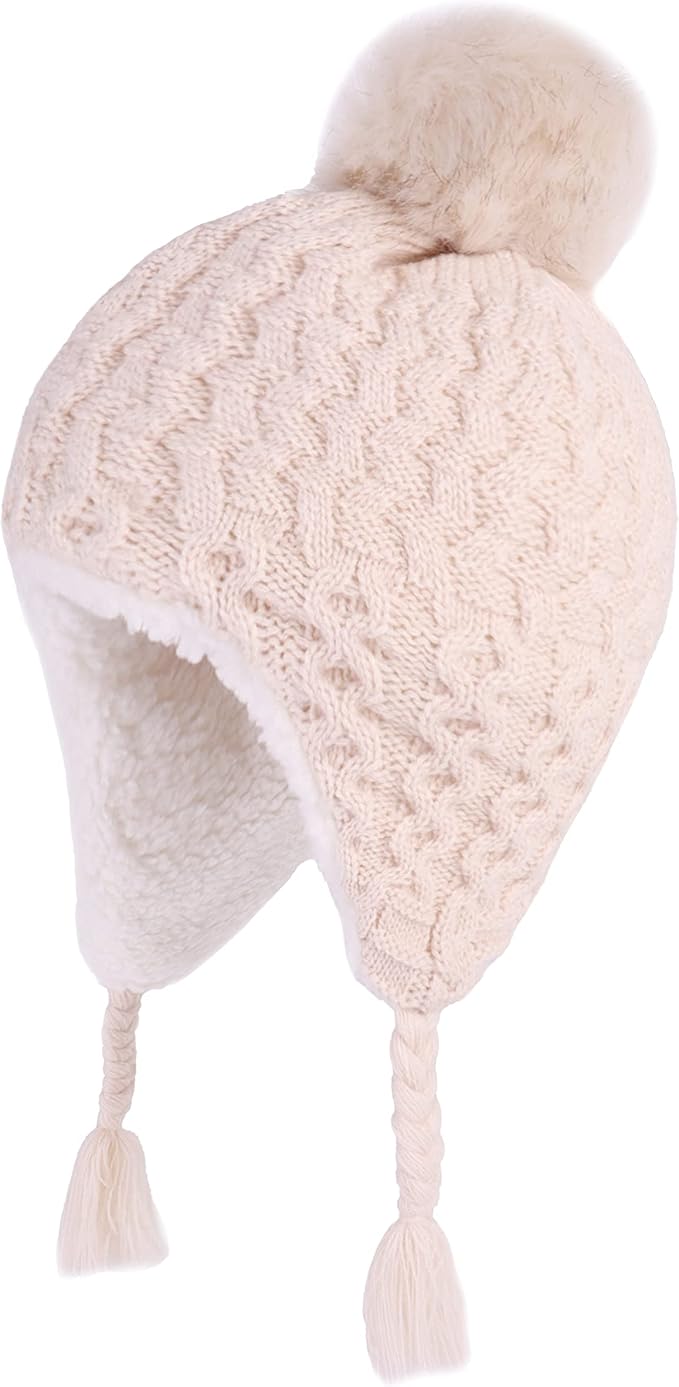 LANGZHEN Toddler Kids Infant Winter Hat, Earflap Knit Warm Cap Fleece Lined - Image 4