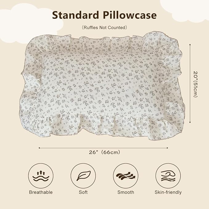 BuLuTu Blue Plumbago Floral Print Kids Pillowcases Fits Standard Size Pillow - Image 2