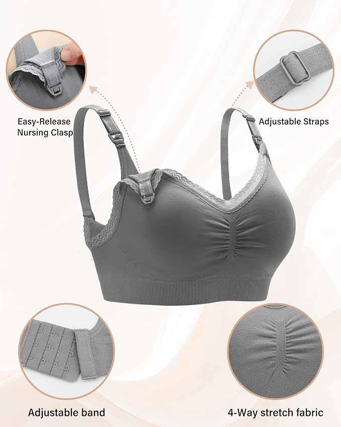 Stelle Lace Nursing Bras for Breastfeeding Seamless Pregnancy Maternity - Image 5