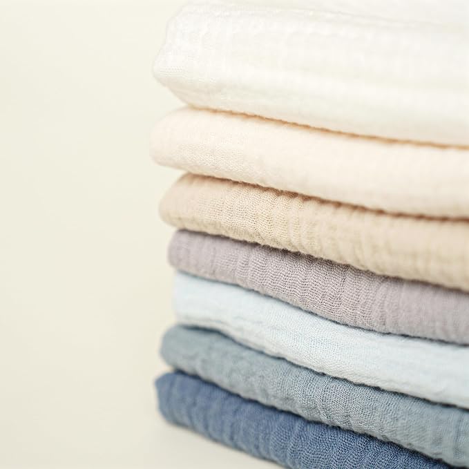 Konssy Baby Muslin Washcloths 7-Pack, 100% Cotton Baby Bath Washcloths - Image 3
