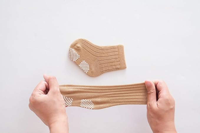 Baby Crew Socks, Grips Combed Cotton Socks Toddler Non-Skid - Image 5