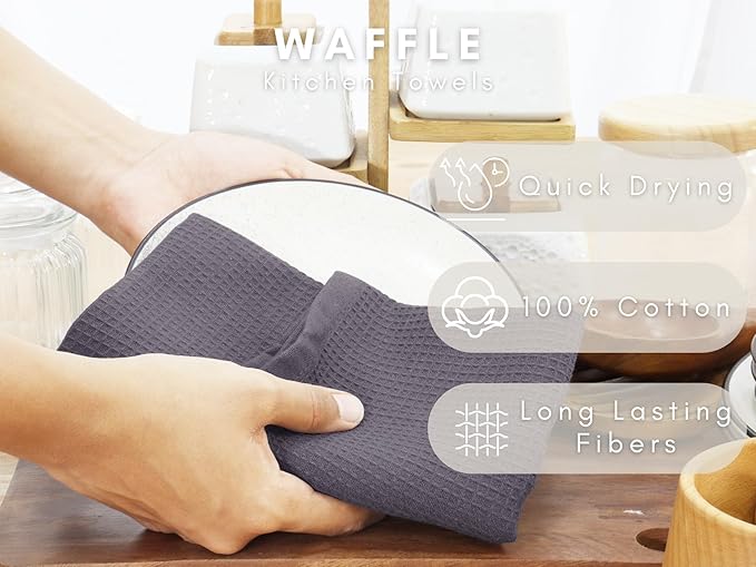 PurpleEssences Waffle Weave Kitchen Towel, 100% Cotton - Image 2