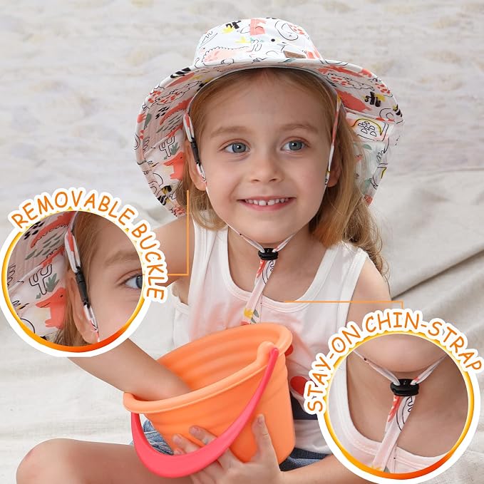 XIAOHAWANG Girls Sun Hat Baby Beach Hats Boys UPF 50+ Kids Summer Protection - Image 4