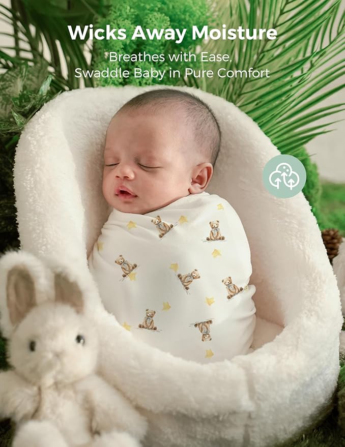 Momcozy Muslin Best Wishes Swaddle Blankets, Ultra Soft Neutral Registry - Image 2