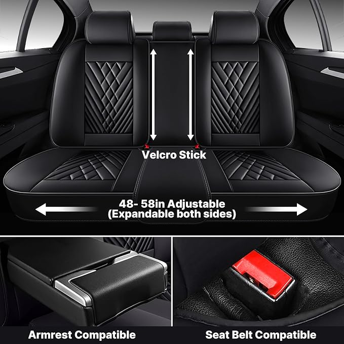 Car Seat Cover Full Set, Waterproof Leather Seat Cover, Front and Rear Auto - Image 5