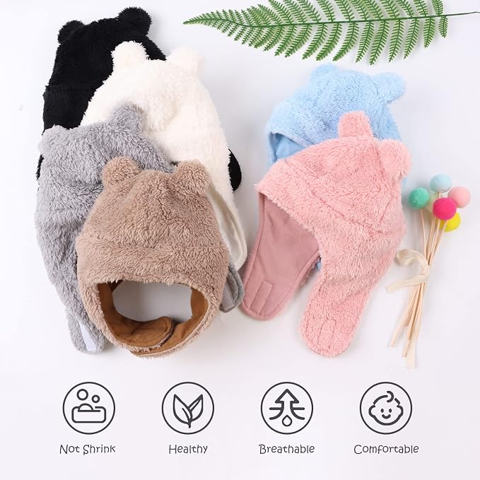 Bear Baby Winter Hat Toddler Earflap Beanie Unisex Infant Snow Cap Warm Fleece - Image 7