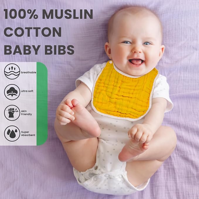 EllieHouse Baby Bibs for Girls Boys 10Pack Muslin Drool Teeth Drooling Teething - Image 2